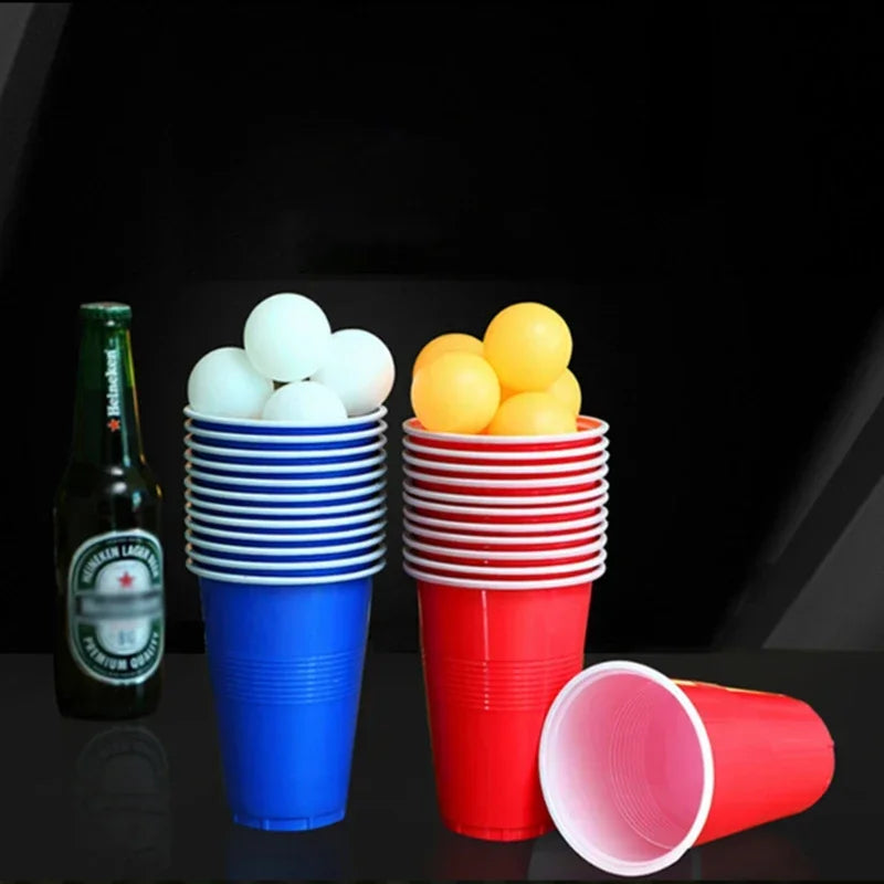 1 Set of 24 pcs Disposable Cup Plastic Cup Beer Pong Game Kit Tennis Balls Cups Board Games Party Supplies for KTV Bar Pub