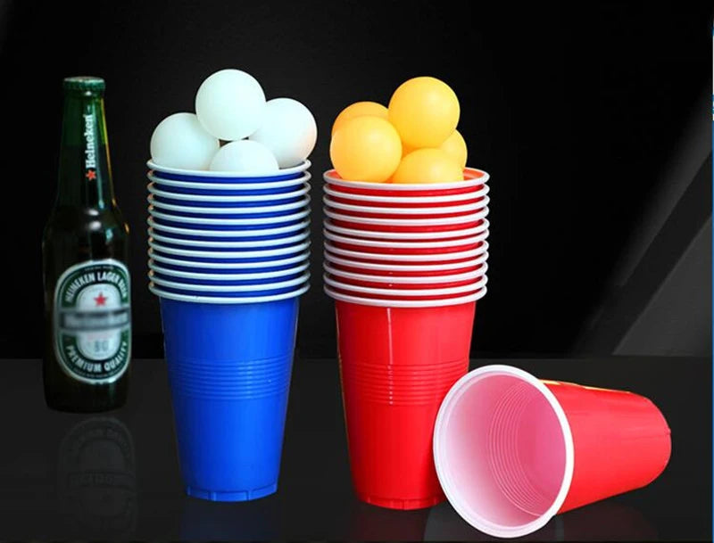 1 Set of 24 pcs Disposable Cup Plastic Cup Beer Pong Game Kit Tennis Balls Cups Board Games Party Supplies for KTV Bar Pub