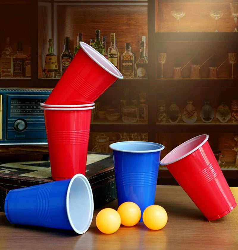 1 Set of 24 pcs Disposable Cup Plastic Cup Beer Pong Game Kit Tennis Balls Cups Board Games Party Supplies for KTV Bar Pub