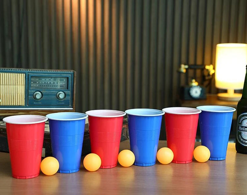 1 Set of 24 pcs Disposable Cup Plastic Cup Beer Pong Game Kit Tennis Balls Cups Board Games Party Supplies for KTV Bar Pub