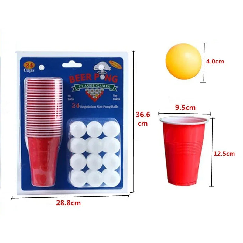 1 Set of 24 pcs Disposable Cup Plastic Cup Beer Pong Game Kit Tennis Balls Cups Board Games Party Supplies for KTV Bar Pub