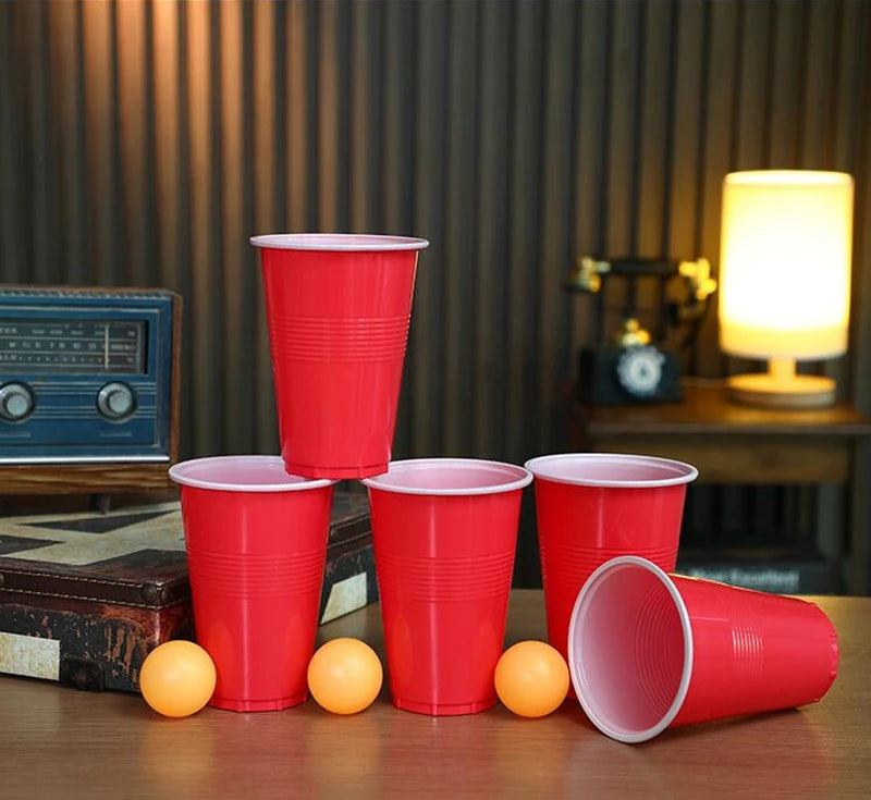 1 Set of 24 pcs Disposable Cup Plastic Cup Beer Pong Game Kit Tennis Balls Cups Board Games Party Supplies for KTV Bar Pub