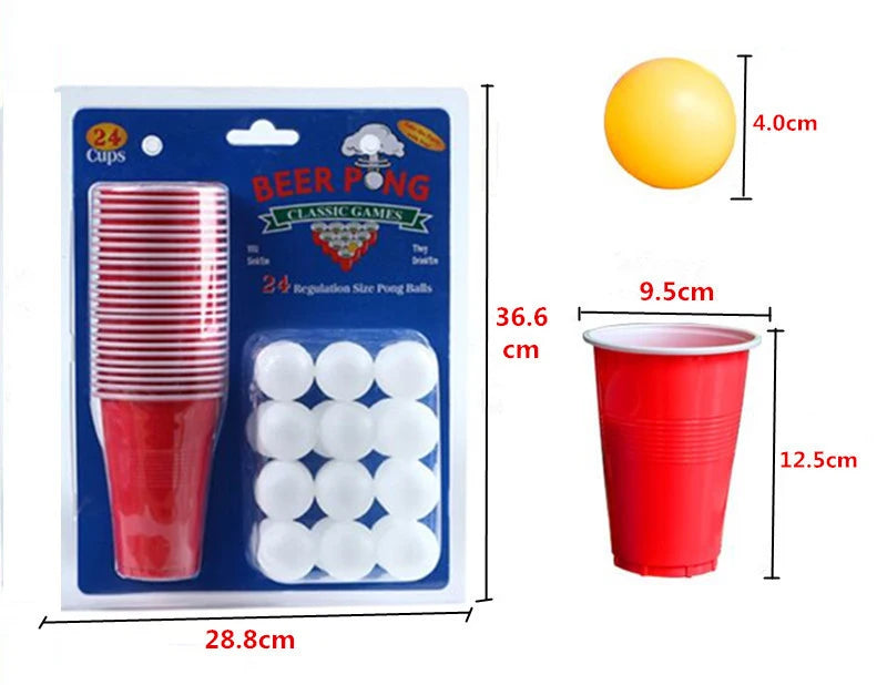 1 Set of 24 pcs Disposable Cup Plastic Cup Beer Pong Game Kit Tennis Balls Cups Board Games Party Supplies for KTV Bar Pub