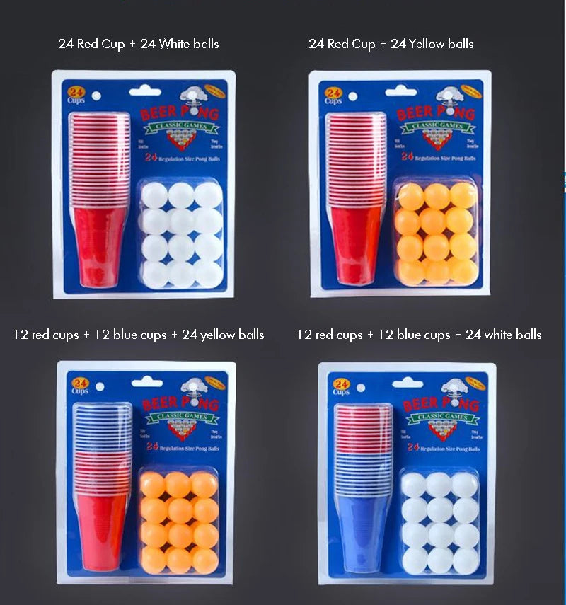 1 Set of 24 pcs Disposable Cup Plastic Cup Beer Pong Game Kit Tennis Balls Cups Board Games Party Supplies for KTV Bar Pub