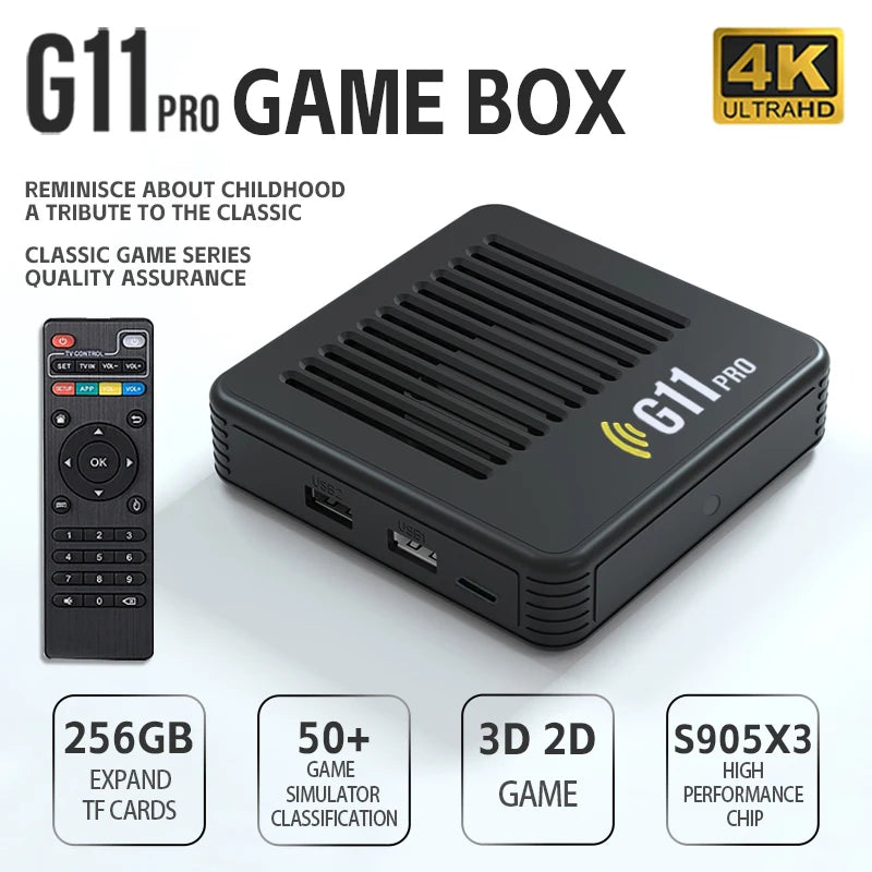G11 Pro Game Box Dual System Video Game Console 128G Built in 40000+ Retro Games 2.4G Wireless Gamepad 4K HD Game Stick TV BOX